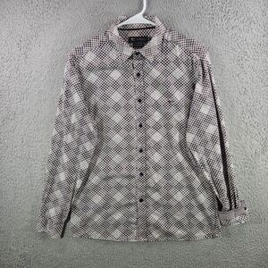 Septwolves Mens Custom Fit Purple Houndstooth Diamond Grid Button Up Shirt Sz 50
